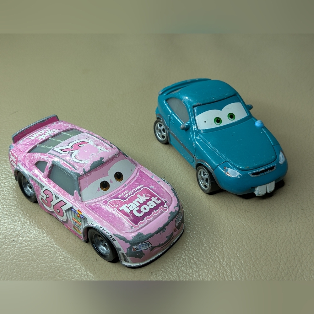Disney Pixar Cars Bucky BrakeDust & No 36 Reb Meeker Tank Coat diecast 2016